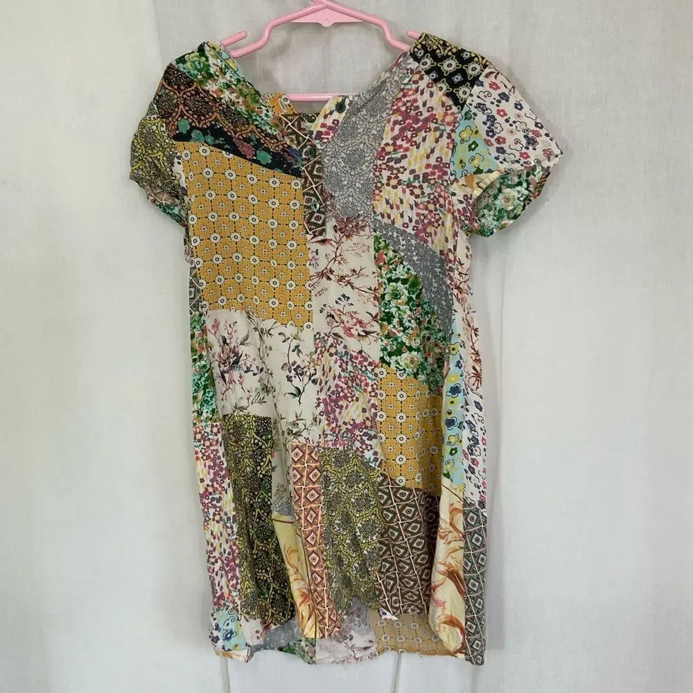 Zara Girls Casual Collections Patchwork Multiprint Tunic Dress Size 7